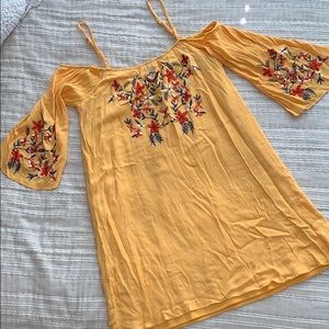Yellow embroidered dress. Needs ironing